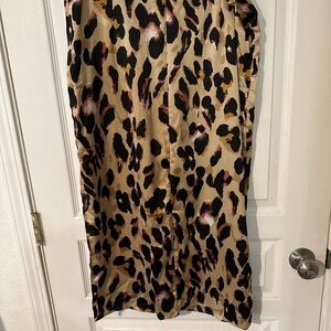 Leopard Print Midi Satin Skirt